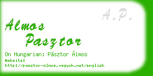 almos pasztor business card